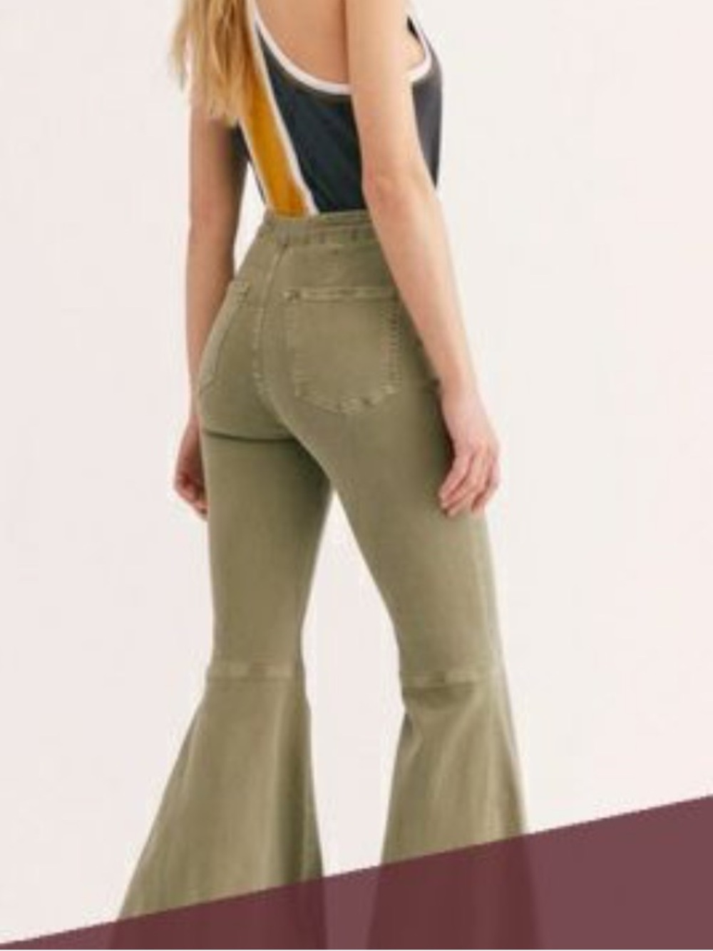 Free People Olive Float on Flare Button-Front Denim.